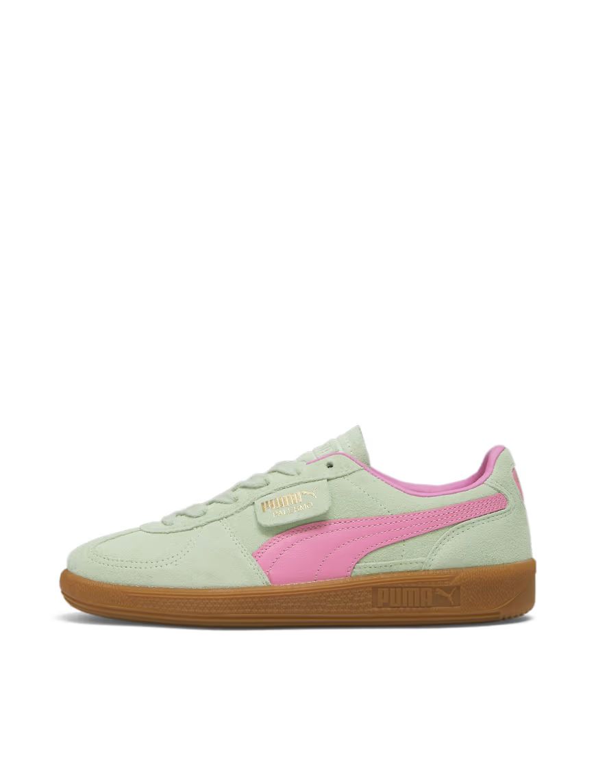 PUMA Palermo sneakers with gum sole in pink and light green | ASOS (Global)