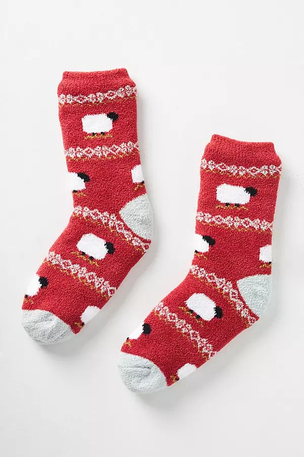 Sheep Cozy Socks By Hansel From Basel, By Anthropologie in Red | Anthropologie (US)