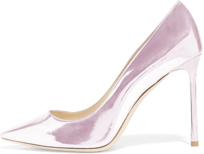 FSJ Women's Classic Dress Pumps Metallic Leatherette High Heels Slip On Formal Shoes 4-15 US | Amazon (US)