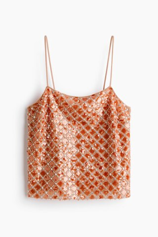 H & M - Embellished Strappy Top - Orange | H&M (US + CA)