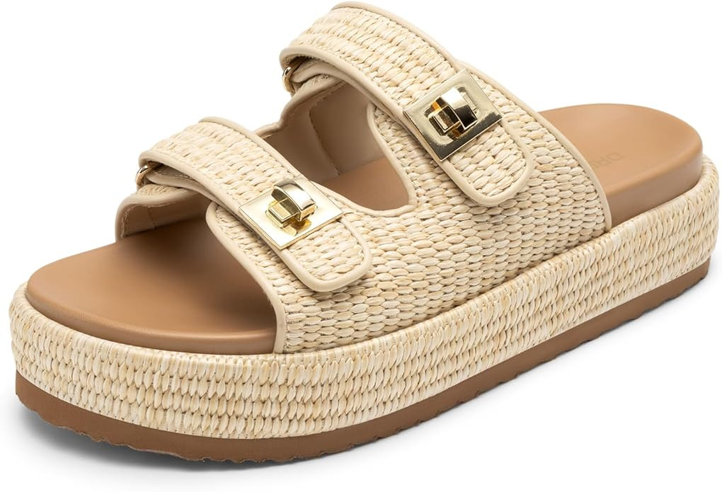 DREAM PAIRS Platform Sandals Women Raffia Espadrilles Summer Comfortable Wedge Sandals Beach Vaca... | Amazon (US)