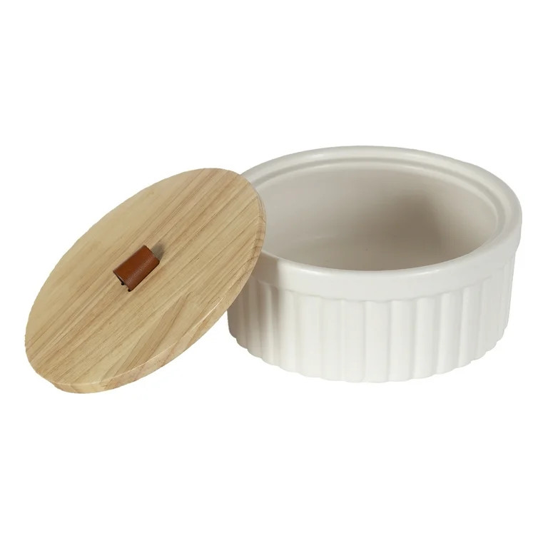 Better Homes & Gardens 2.5" x 6.18" Ribbed off-White/Cream Ceramic Decorative Container | Walmart (US)