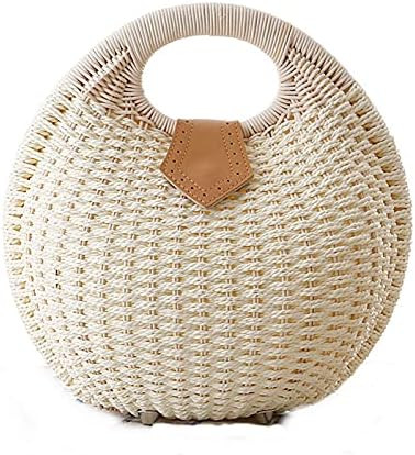 Straw Bags for Women,Hand-woven Straw Shell Bag Handle Ring Tote Retro Summer Beach Rattan bag. | Amazon (US)