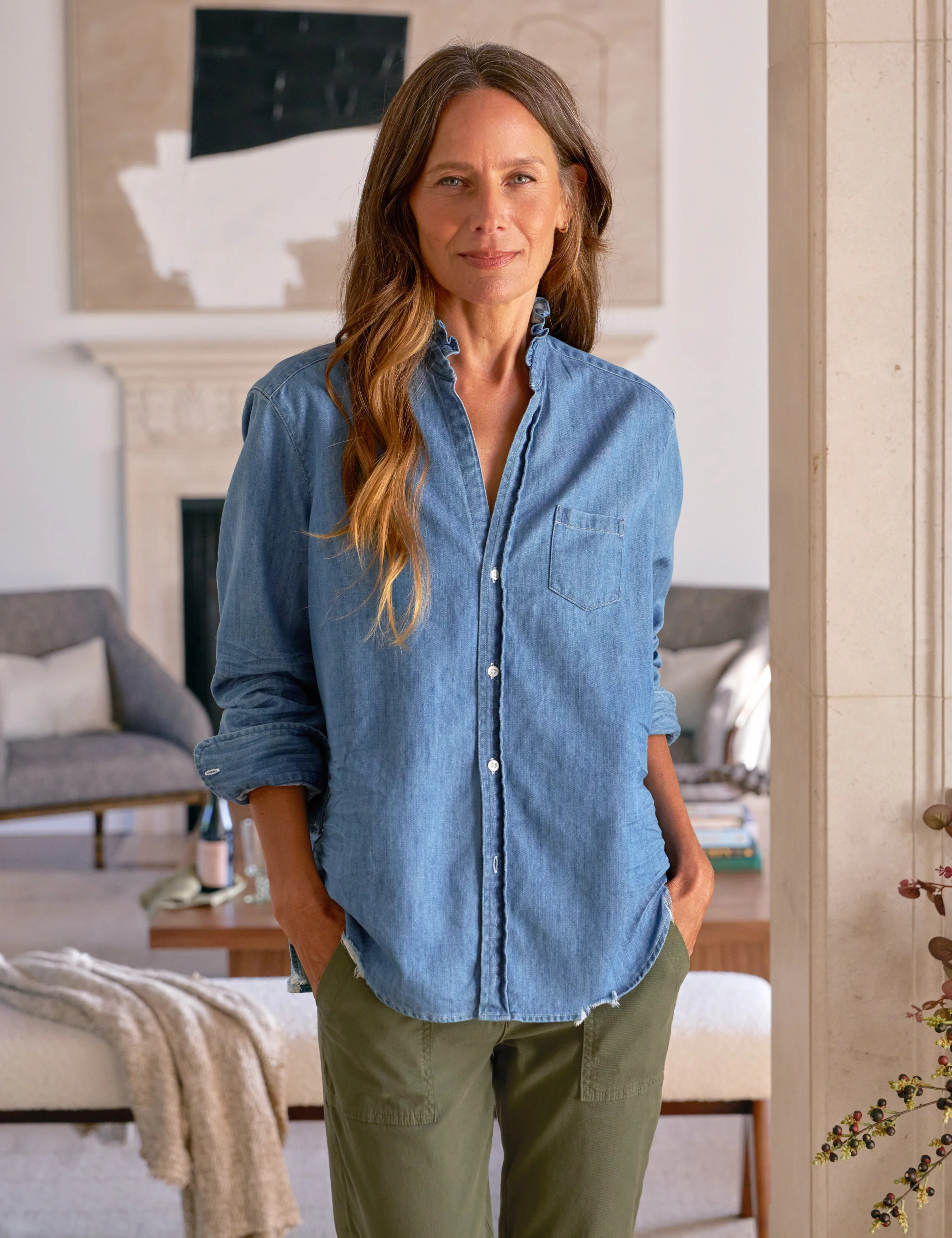 EILEEN RUFFLE Vintage Stonewashed Indigo, Famous Denim | Frank & Eileen