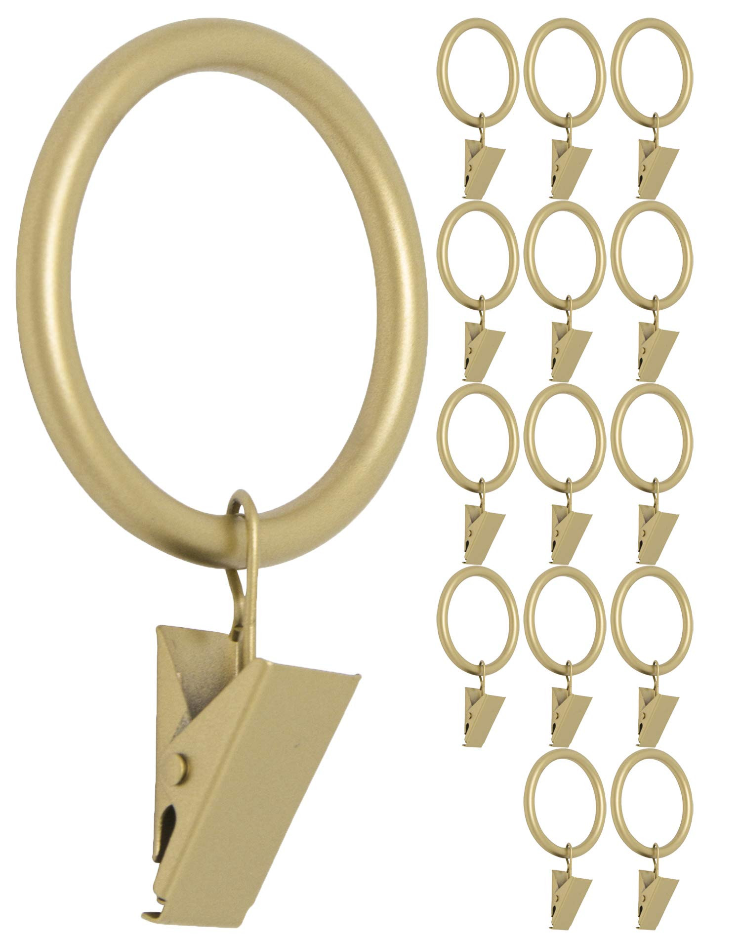 Meriville Drapery Curtain Rings with Clip - 1.5-Inch Inner Diameter, Fits Up to 1 1/4-Inch Rod, S... | Amazon (US)