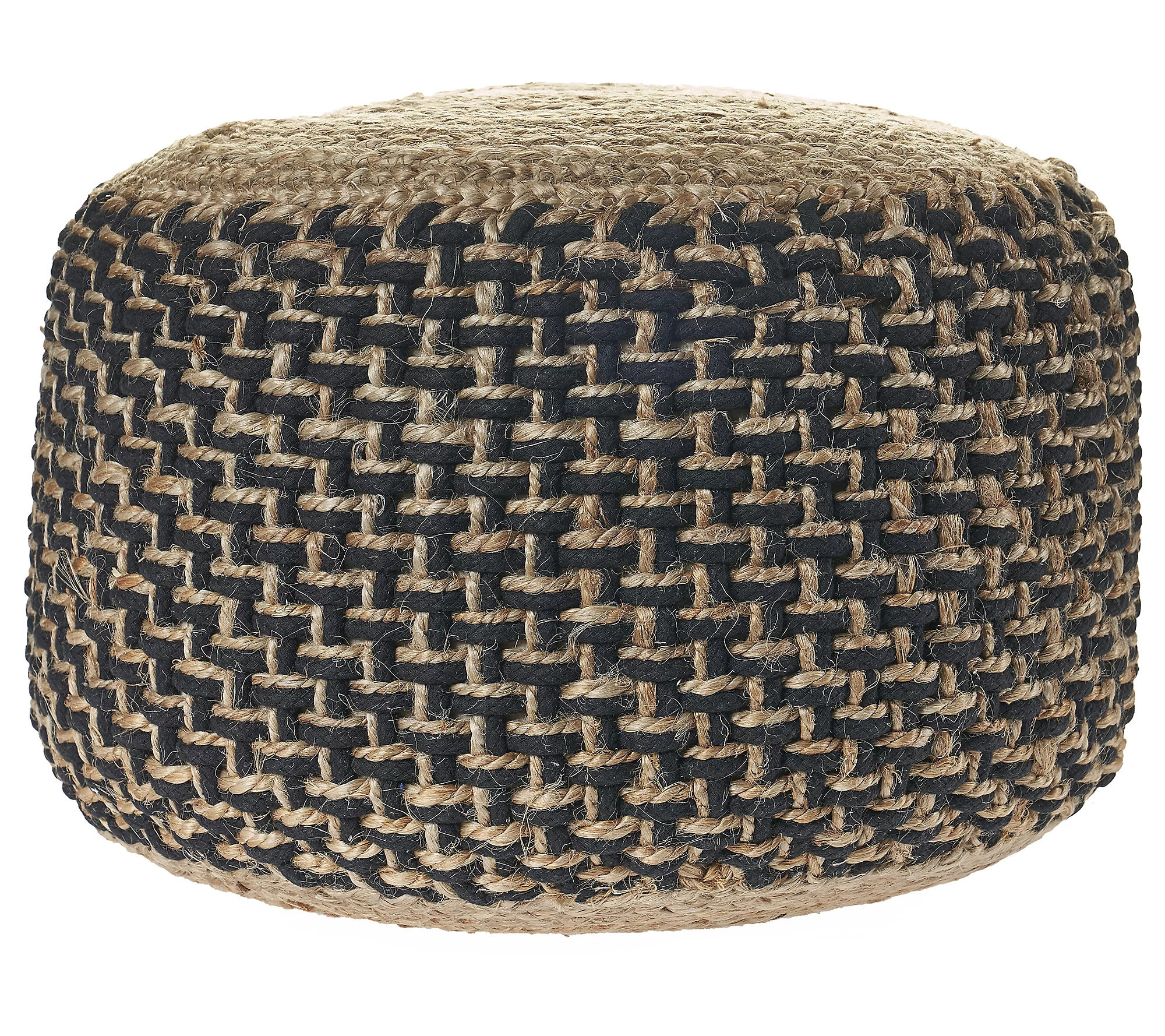 Ox Bay Geometric Hand-Woven Jute Blend Ottoman ouf | QVC