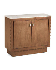 38in Marble Top And Solid Wood 2 Door Cabinet With Scalloped Trim | Marshalls