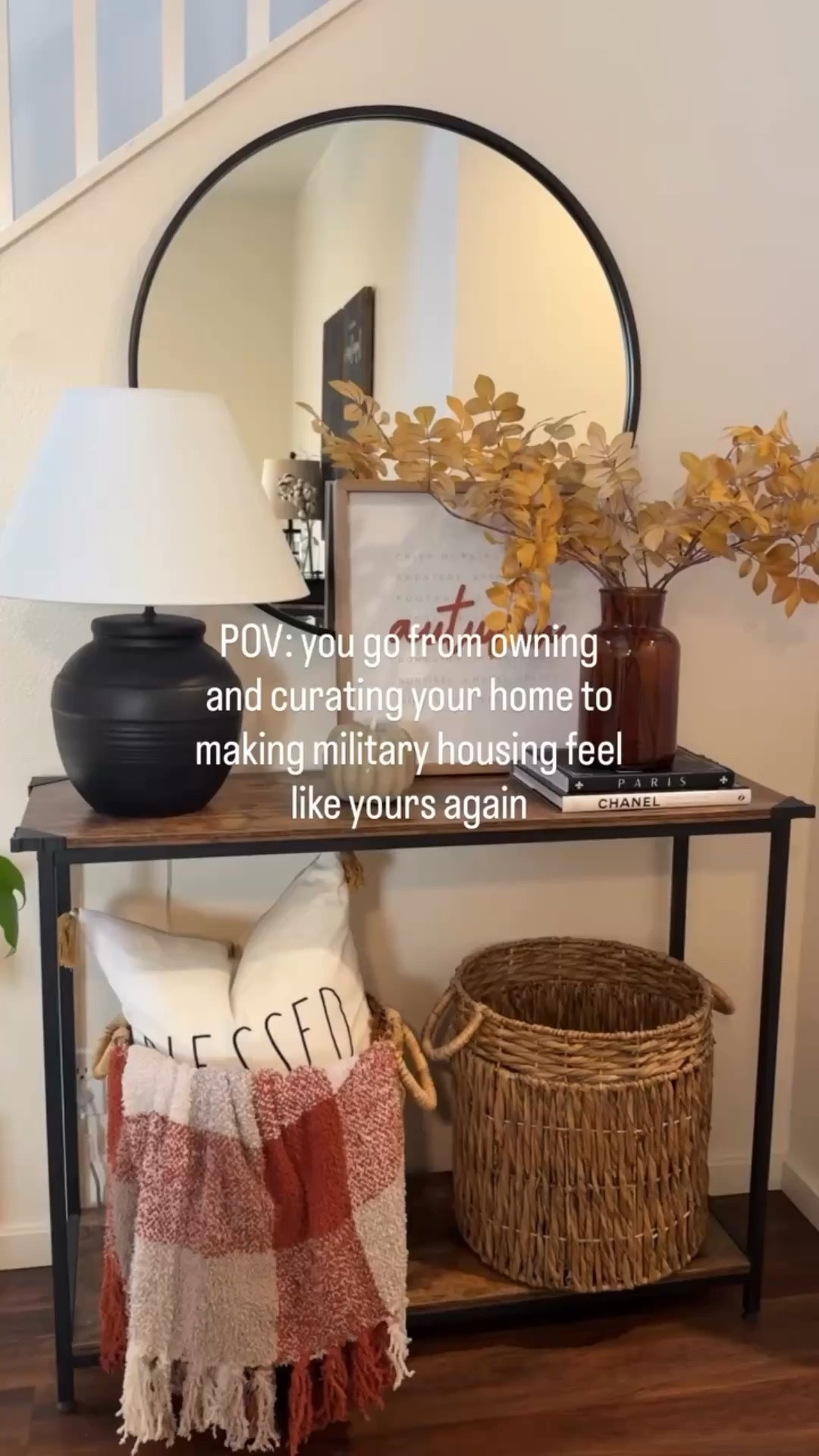 From plain base housing to a cozy fall entryway 🍁✨ Simple, renter-friendly touches that instantly make it feel like home!

