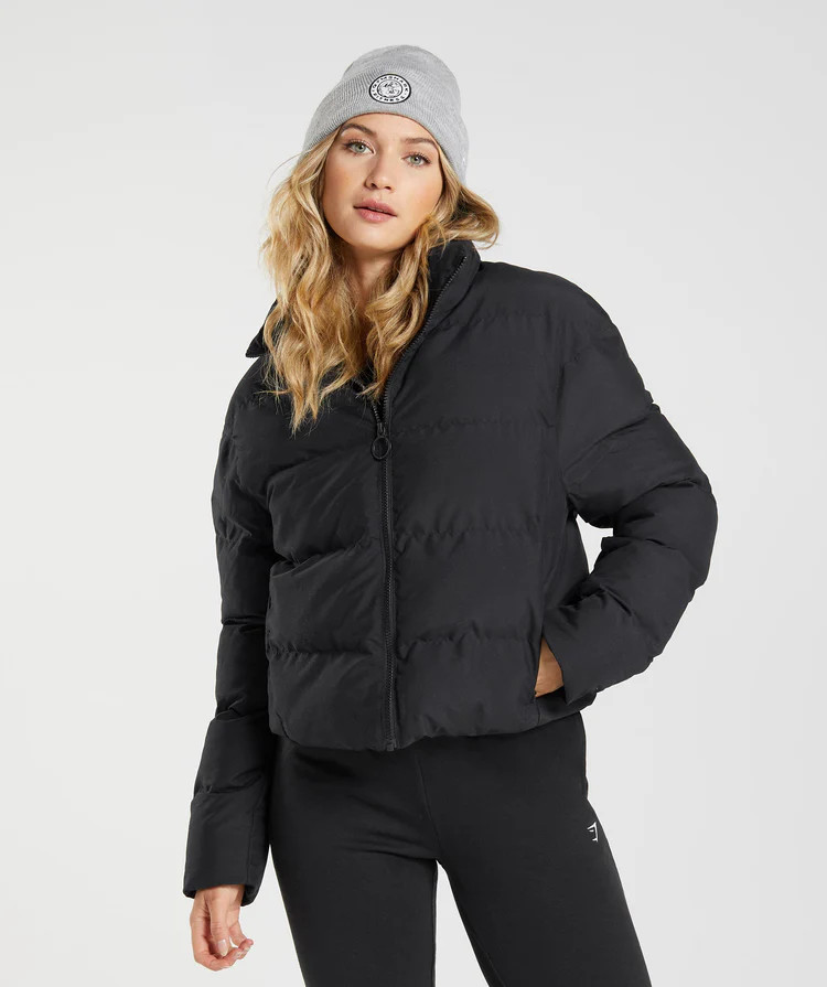 Gymshark Puffer Jacket - Black | Gymshark US