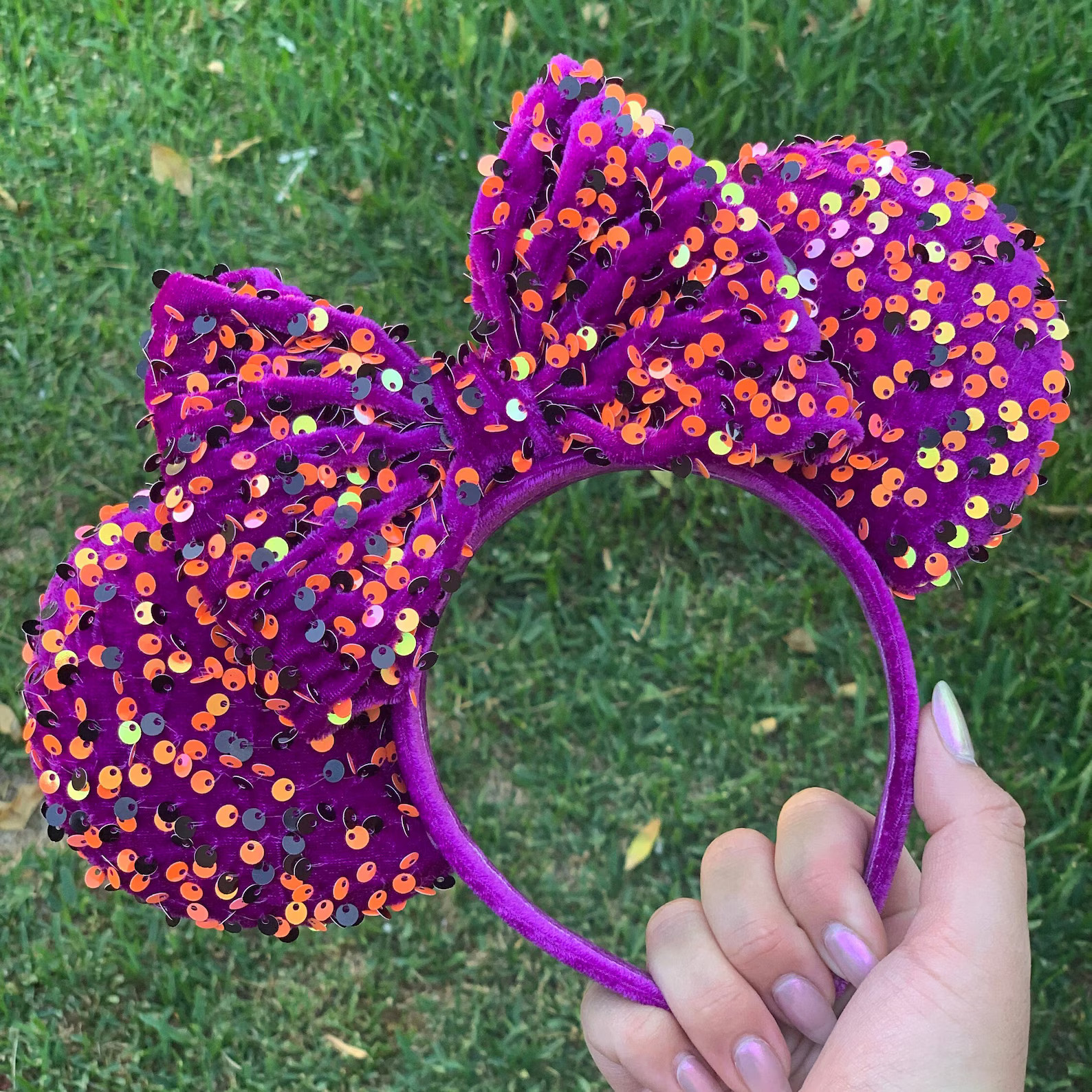 Halloween ears black, orange, purple velvet sequin  Mouse Ears | Etsy (US)