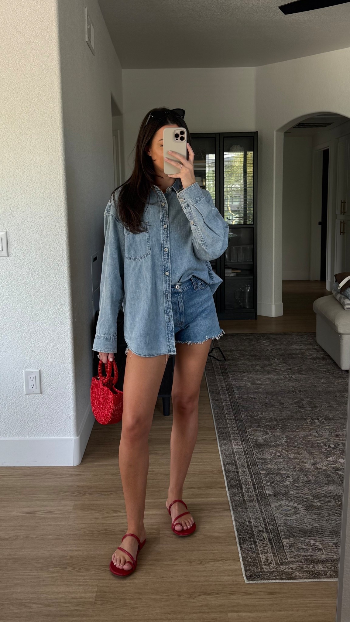 Outfit of the day! I’m 5’7” wearing a size small in the shirt and 25 in the shorts! XS in the white tank top underneath :) 

#LTKStyleTip #LTKFindsUnder100 #LTKSeasonal