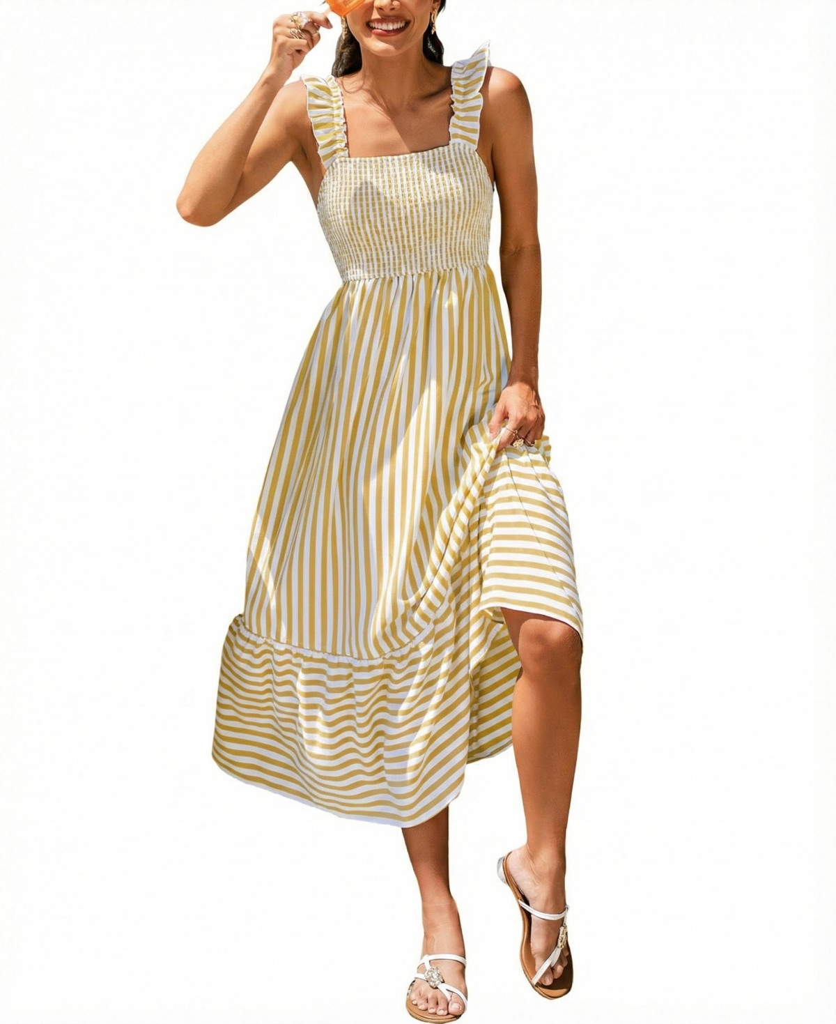 Cupshe Women's Honey Sun Striped Maxi Beach Dress - Yellow | Macy's