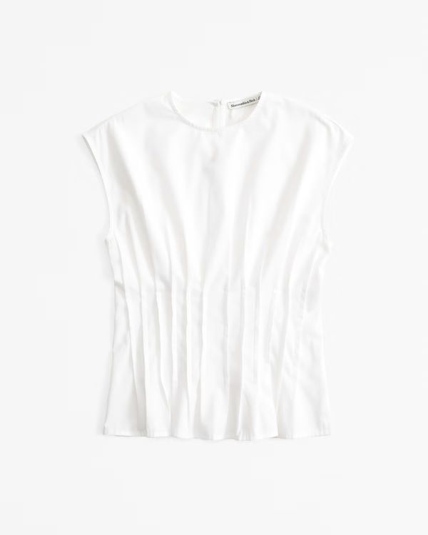 Women's Poplin Pleated Top | Women's New Arrivals | Abercrombie.com | Abercrombie & Fitch (US)