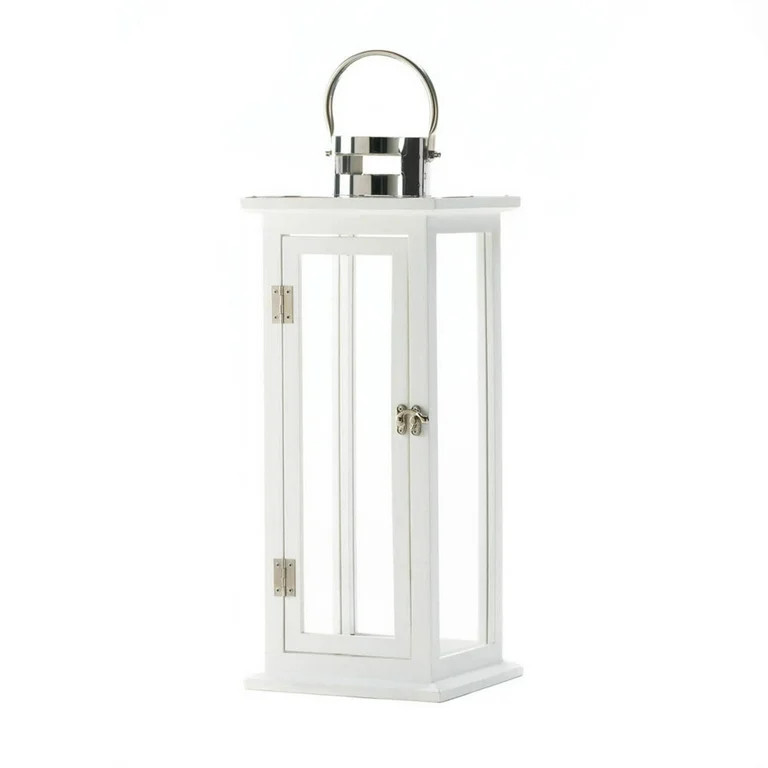 21.25" White and Clear Contemporary Candle Lantern - Walmart.com | Walmart (US)