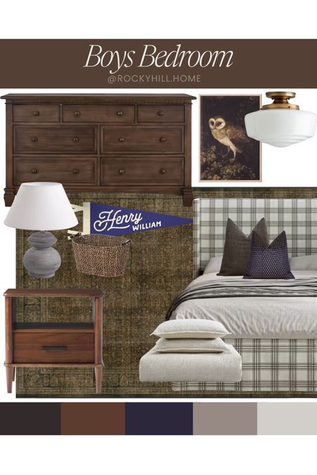 Boys bedroom mood board, plaid bed, wood dresser, affordable bedroom furniture 

#LTKhome #LTKkids #LTKstyletip