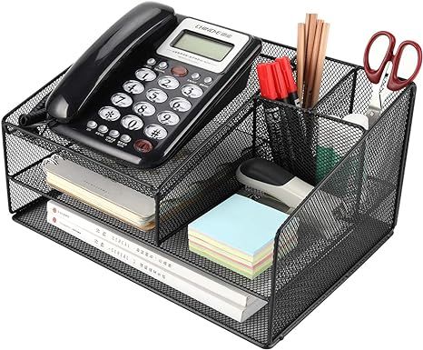 Superbpag Telephone Stand for Desk Organizer Office Suppies Desktop Organizer with Letter Tray Ph... | Amazon (US)