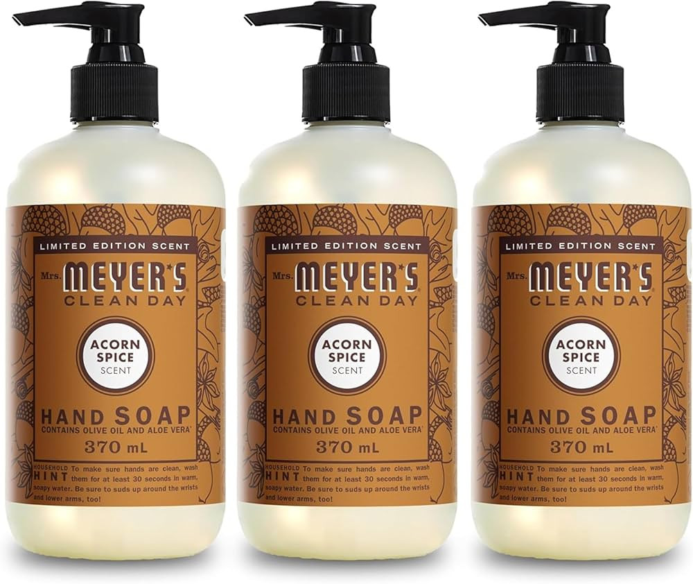 MRS. MEYER'S CLEAN DAY Hand Soap, Acorn Spice, Made with Essential Oils, 12.5 oz - Pack of 3 | Amazon (US)