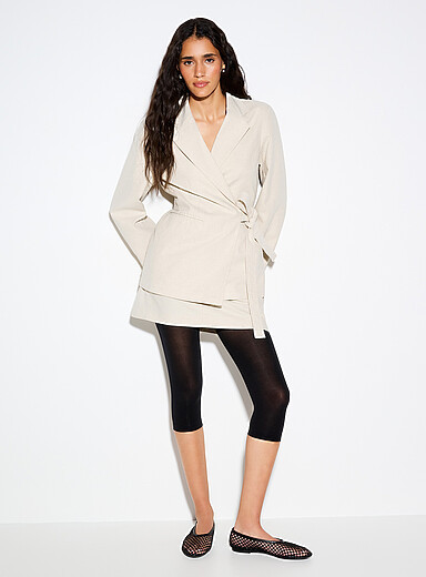 Black semi-transparent capri legging | Simons