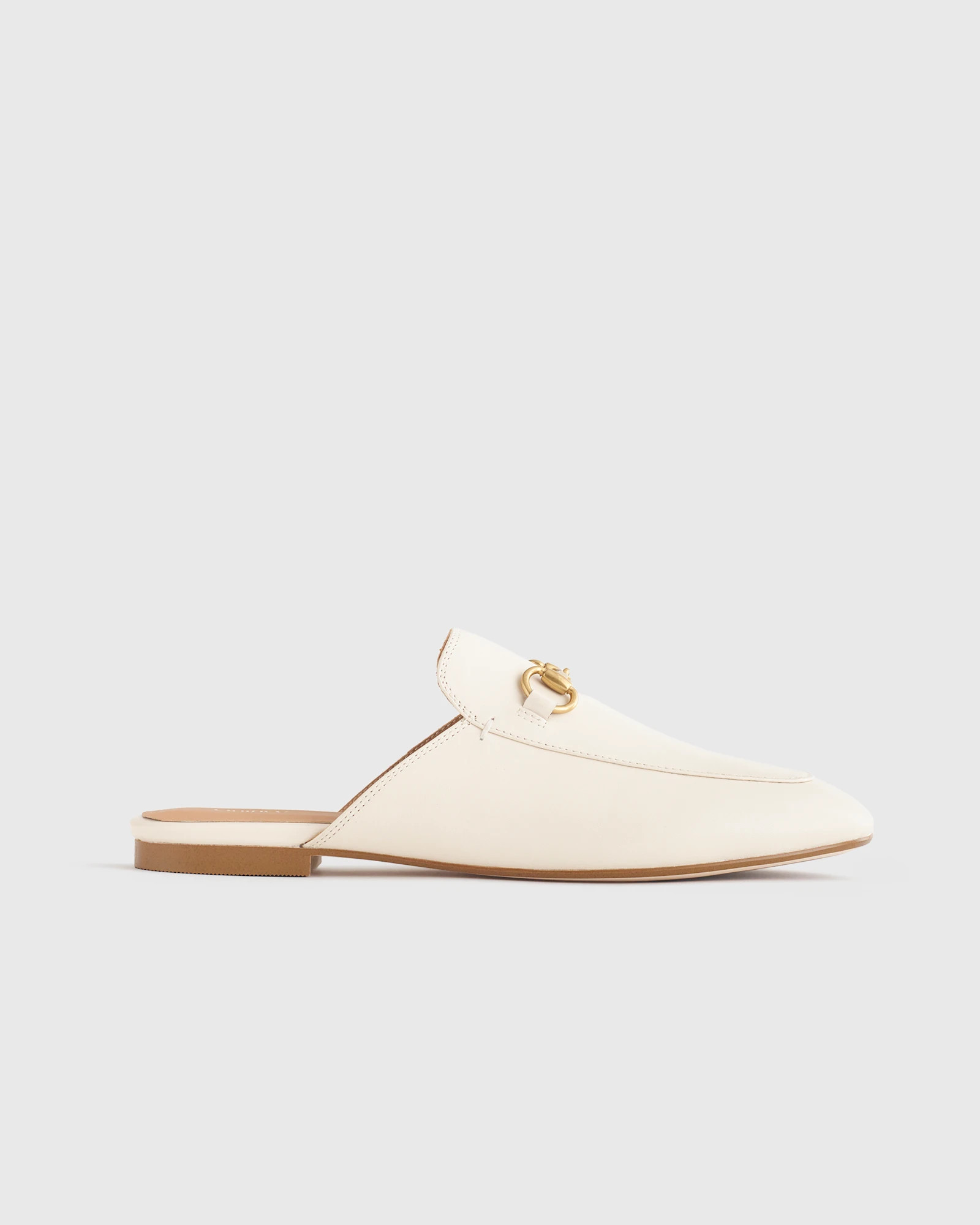 Quince | Women's Italian Leather Horsebit Loafer Mule in Bone, Size 6.5 | Quince