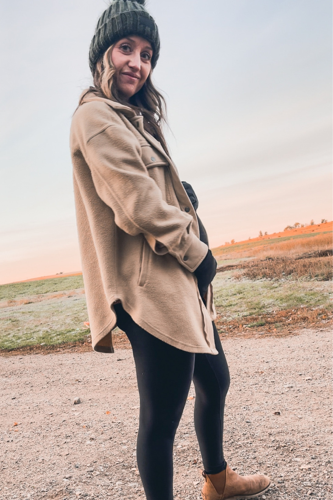 Cozy and casual! Go to leggings are true to size, even through pregnancy. Shacket is oversized and flannel understand is loose but tts.

#LTKSeasonal #LTKbump