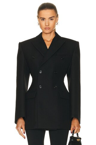 WARDROBE.NYC Double Breasted Contour Blazer in Black | FWRD 
