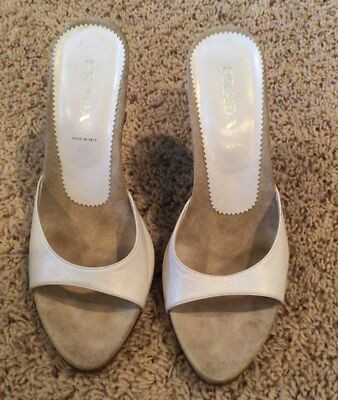 Vintage Prada Off White Leather Slides / Mules Sandals Heels Size 381/2  | eBay | eBay US