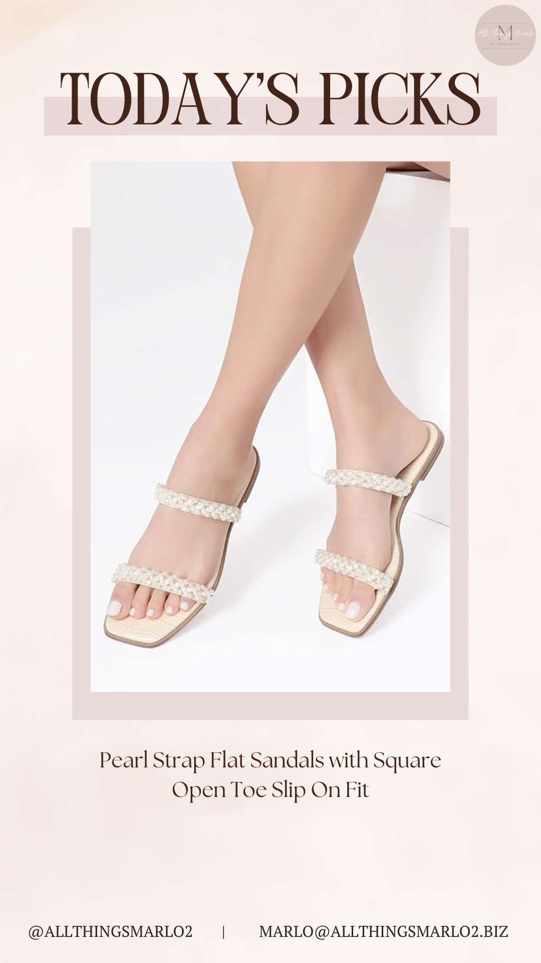 Pearl Strap Flat Sandals with Square Open Toe Slip On Fit 

 #LTKSeasonal #LTKWorkwear #LTKTravel