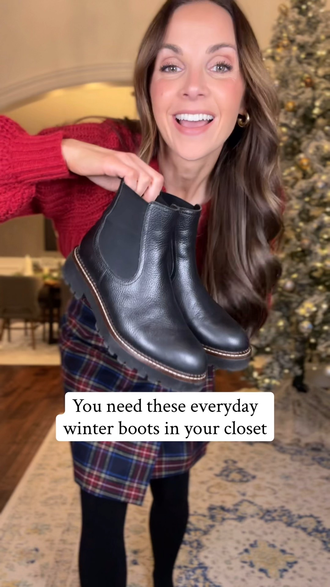 THEEE Chelsea boots are on sale for $37!

I’d recommend sizing up half a size so you can wear with thick socks. The leather is stiff at first but it’ll soften after a few wears and then they’re so comfy!