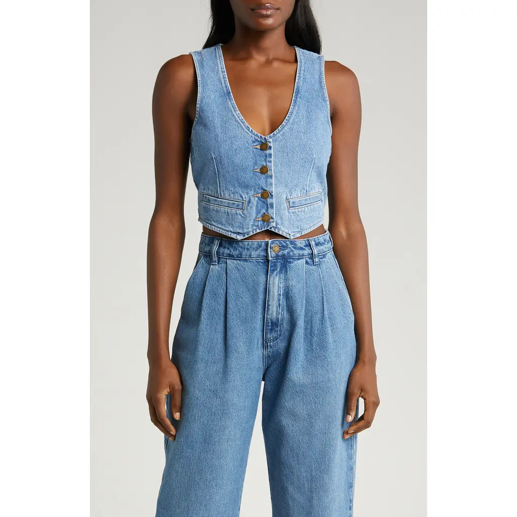 Rolla’s Dallas Denim Vest in Mid Vintage Blue at Nordstrom, Size X-Large | Nordstrom