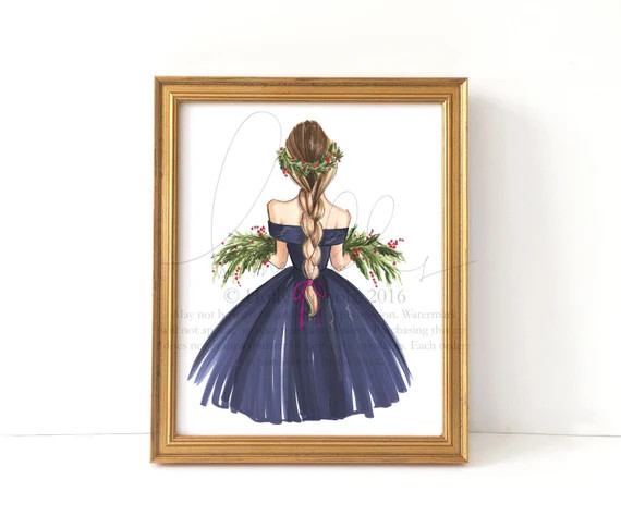 All is Calm Holiday Fashion Illustration Print | Etsy | Etsy (US)