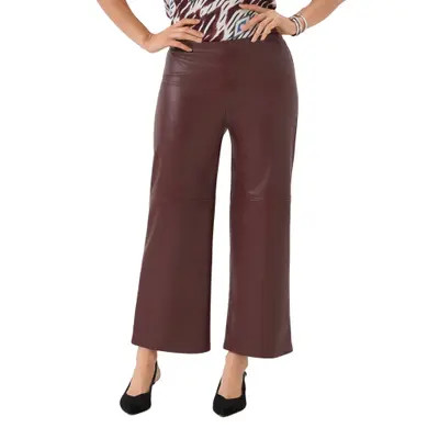 Karen Kane Faux Leather Wide Leg Pants in Wine at Nordstrom, Size Medium | Nordstrom