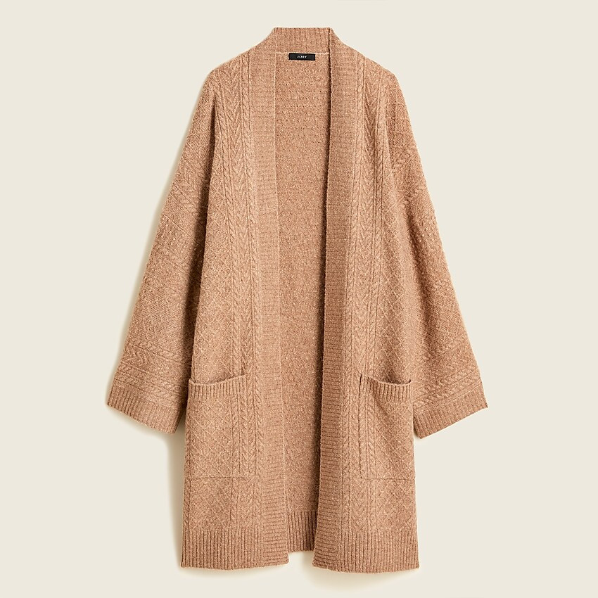 Cable-knit long open cardigan sweater | J. Crew US
