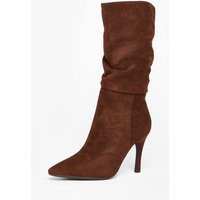 Womens Brown Faux Suede Heeled Boots - 8 | NastyGal UK