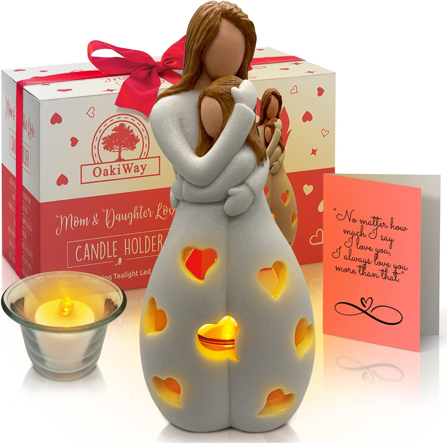 OakiWay Gifts for Mom from Daughter - Candle Holder Statue W/ Flickering Led Candle - Birthday, M... | Amazon (US)