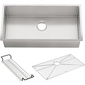 KOHLER Undermount 35-in x 18.31-in Stainless Steel Single Bowl Workstation Kitchen Sink with Drai... | Lowe's