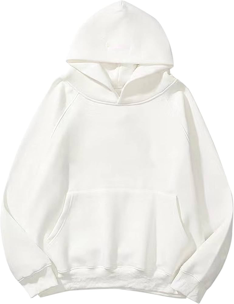 Lauweion Women Solid Basic Fleece Letter Loose Hoodie Sweatshirt Long Sleeve Kangaroo Pocket Drop... | Amazon (US)