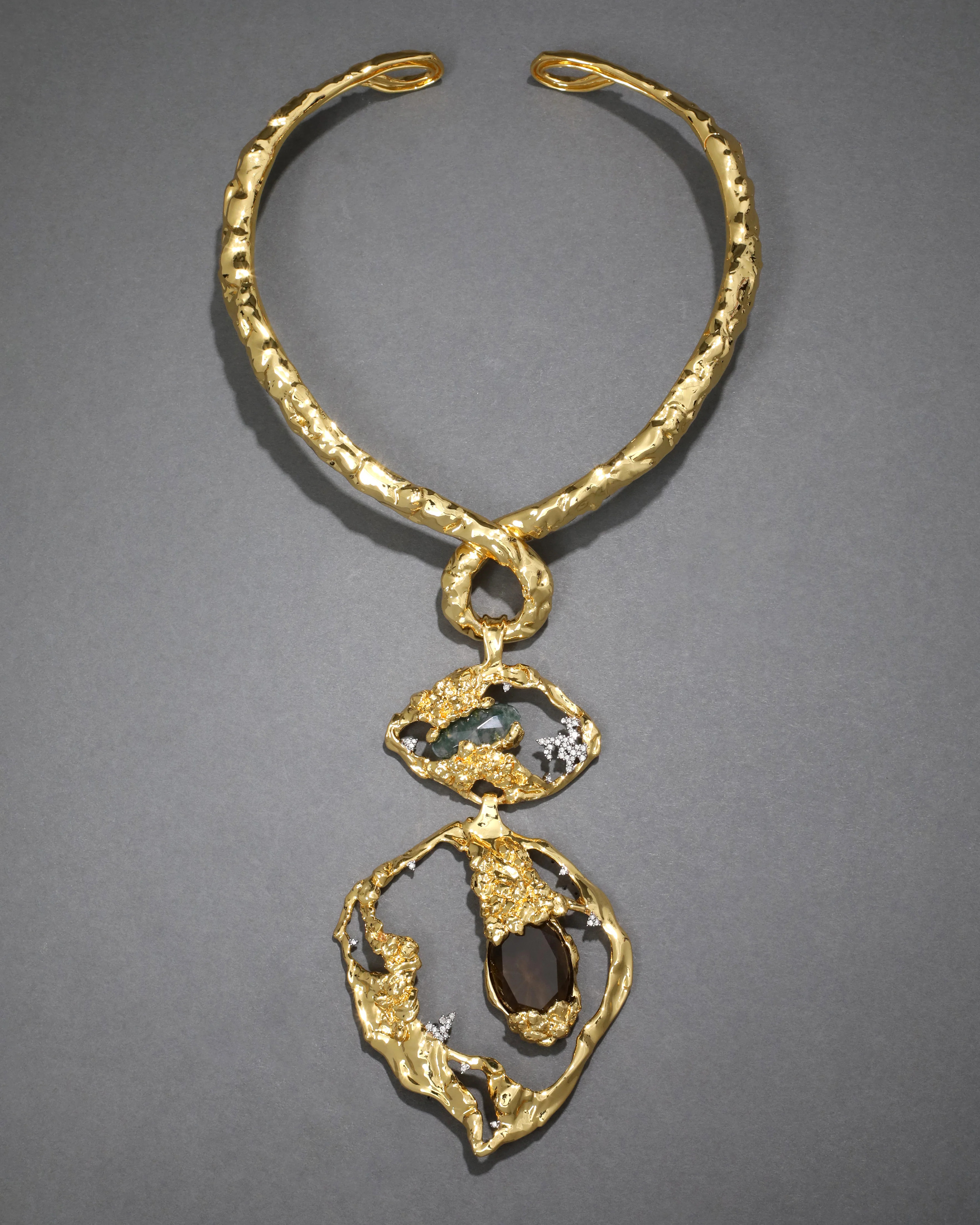 Brut Mosaic Collar Necklace | Gold Collar Pendant Necklace | Alexis Bittar