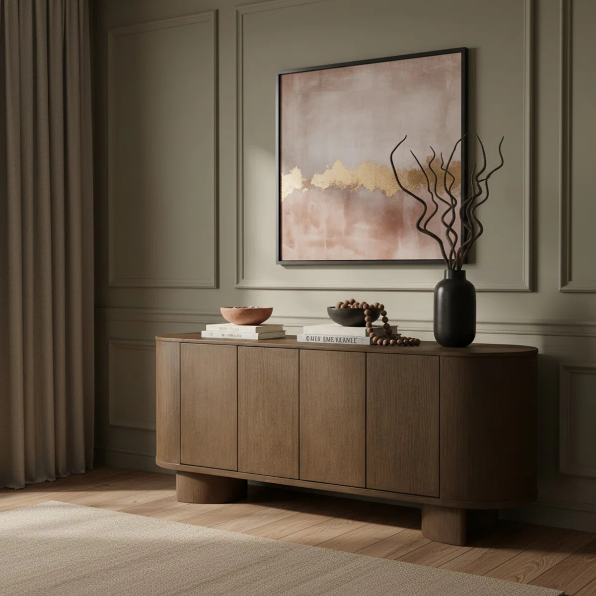 Caldra Oak Veneer And Solid Wood Sideboard / Buffet | Wayfair North America