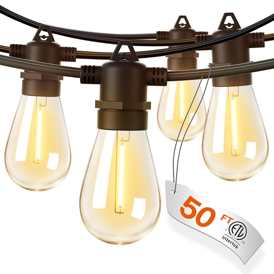 addlon 50FT LED Outdoor String Lights with Edison Shatterproof Bulbs, Weatherproof Strand, Commer... | Amazon (US)