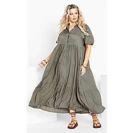 Charlotte Tiered Dress - olive | Avenue