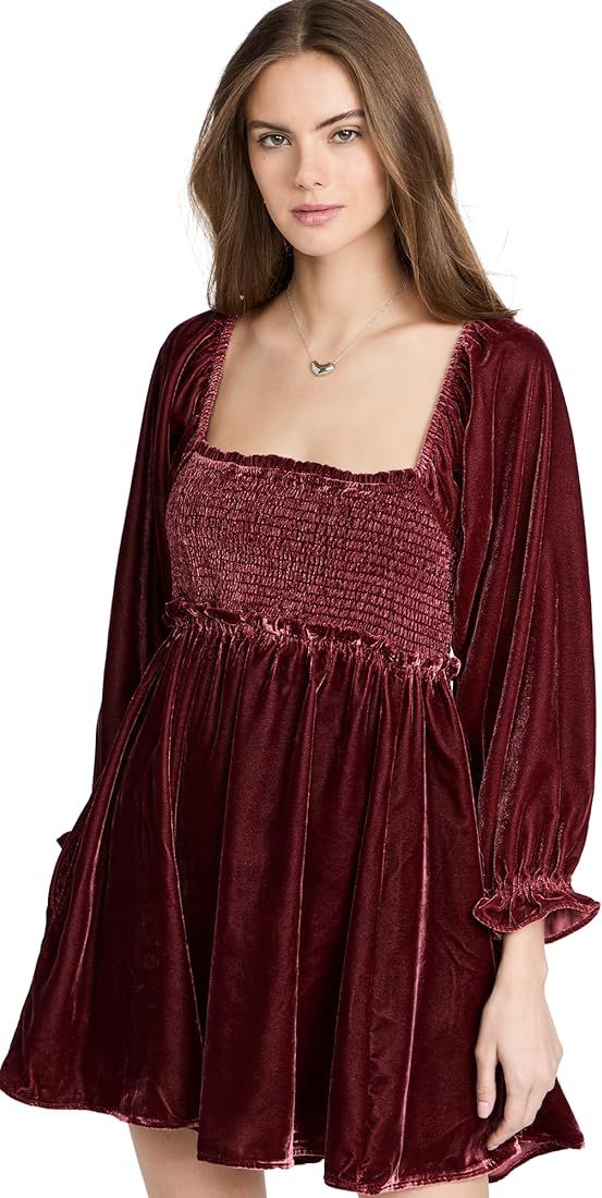 Free People Women's Daphne Velvet Sleeve Mini Dress | Amazon (US)