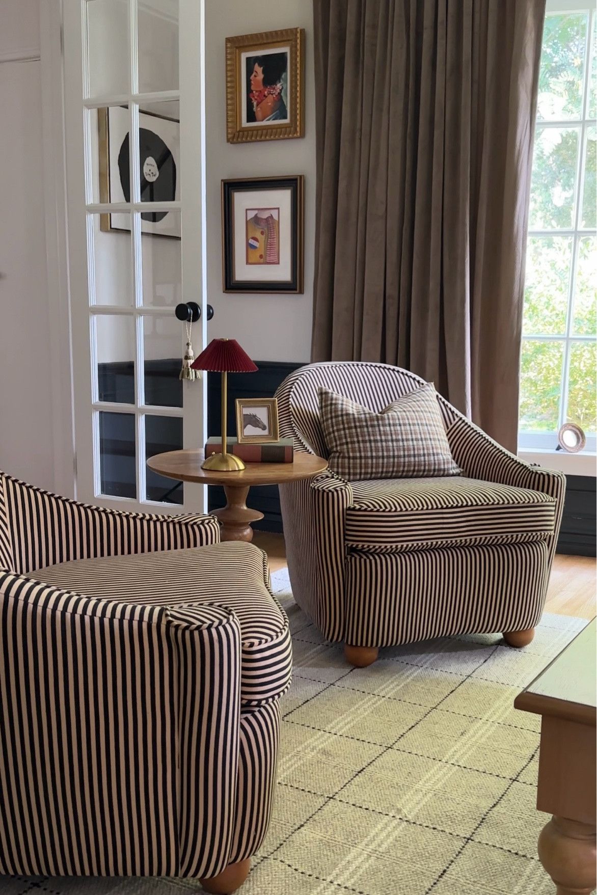 Chairs, rug, side table, lamp, frames, curtains, 

#LTKHome