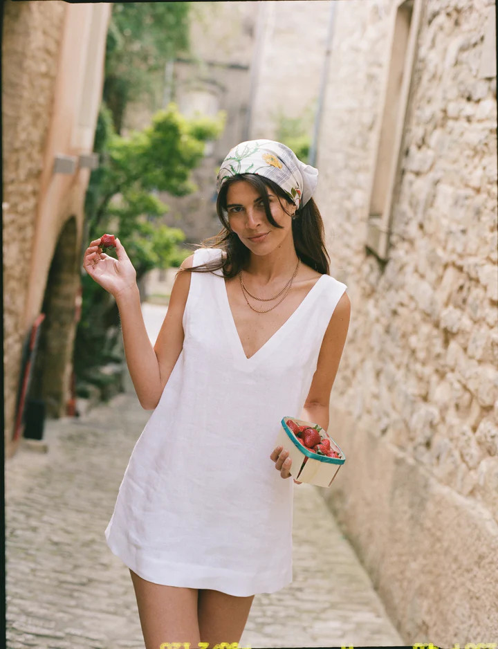 Sloane Dress: Linen, White | With Nothing Underneath