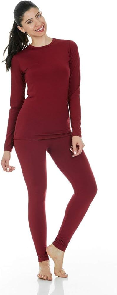 Thermajane Long Johns Thermal Underwear for Women Fleece Lined Base Layer Pajama Set Cold Weather | Amazon (US)