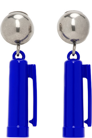 Moschino - Silver & Blue Charm Earrings | SSENSE