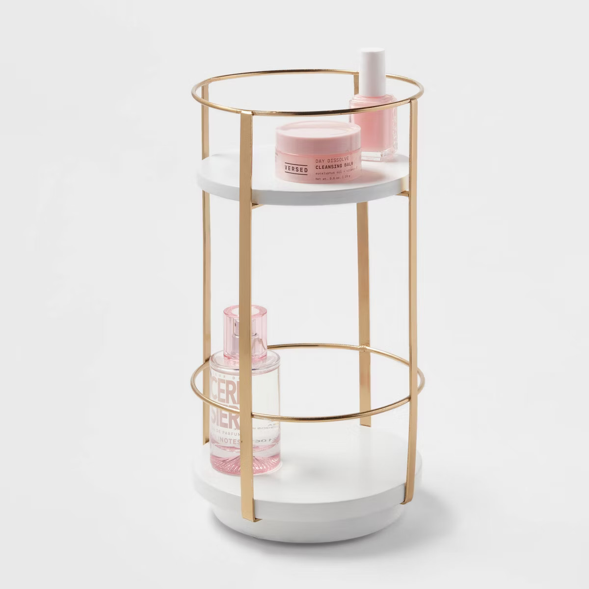 10" x 5.7" Round Metal Countertop Turntable Brass - Brightroom™: Bathroom Organizer Tray, Iron,... | Target