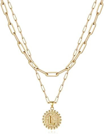 Yoosteel Christmas Gifts for Women, Gold Initial Necklaces for Women 14K Gold Plated Dainty Layer... | Amazon (US)