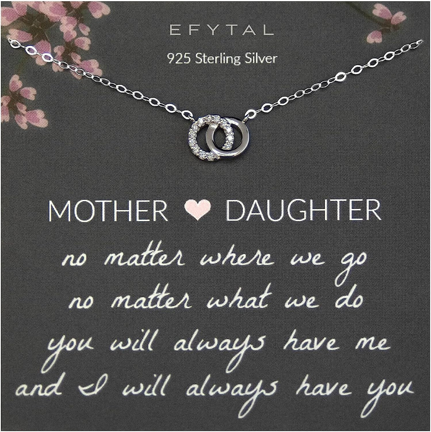 EFYTAL Mothers Day Gifts for Daughter, Sterling Silver Mother Daughter Necklace, Gifts for Mom fr... | Amazon (US)