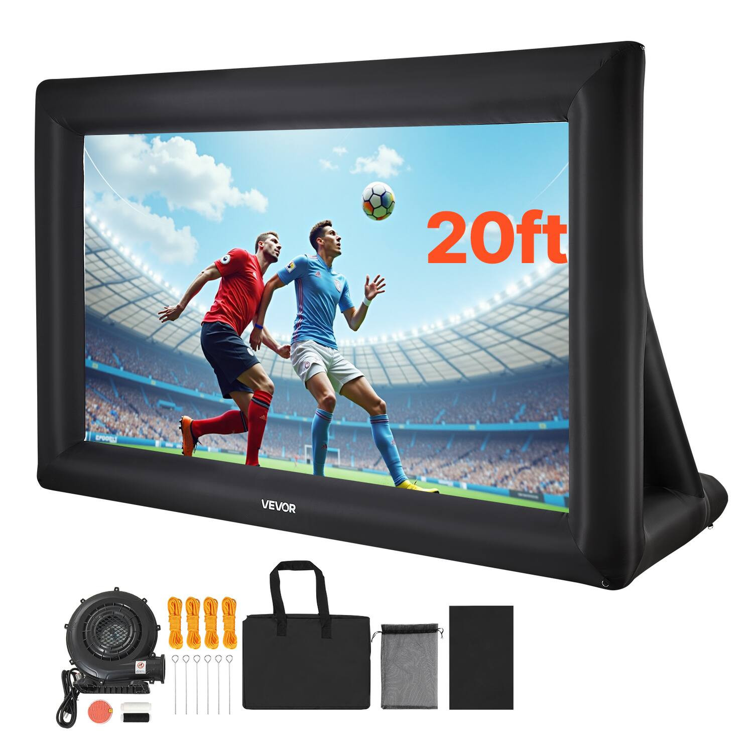 VEVOR - 20FT Inflatable Projector Screen, Inflatable Movie Screen Outdoor with 250W Air Blower Projector Screen - Black,White | Best Buy U.S.