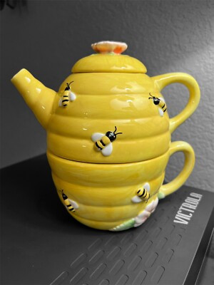 Certified International CIC Tea Pot and Mug Yellow with Bees and Flowers  | eBay | eBay US
